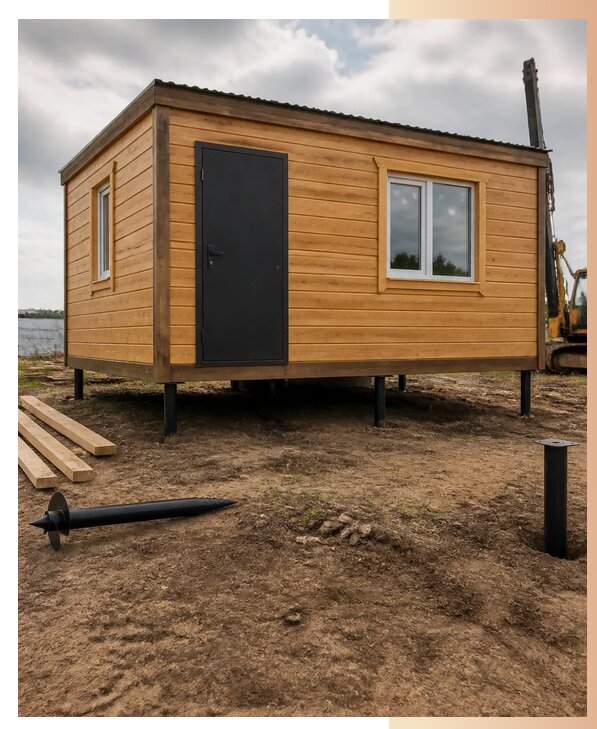 Установка бытовки на сваи в Советской Гавани по цене от 15584 р. | БытовкаПрофи-Свс